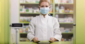 Pharmacist with surgical mask